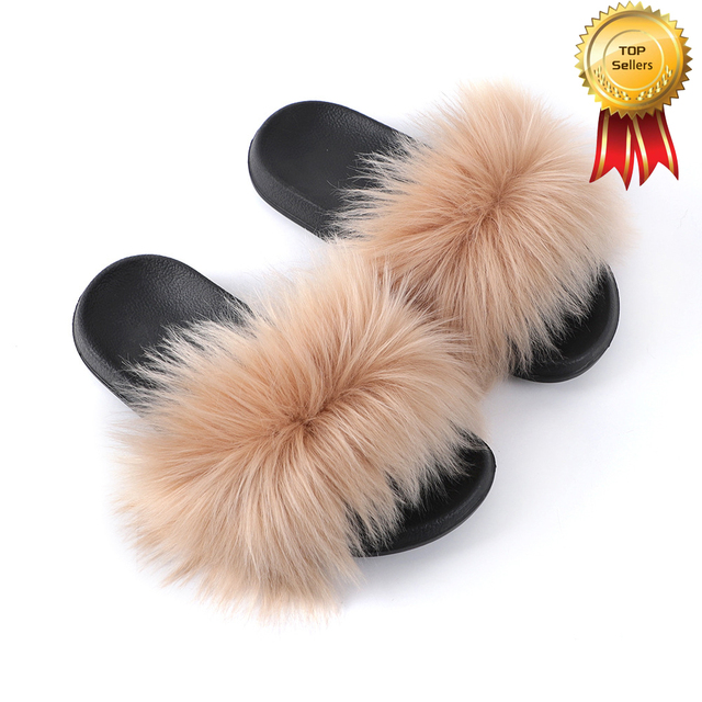 2022 New Summer Slippers Women Fuzzy Slides Fluffy Faux Fur Slippers Flat Furry Sandal Fashion Fur Flip Flop Amazing Woman Shoes