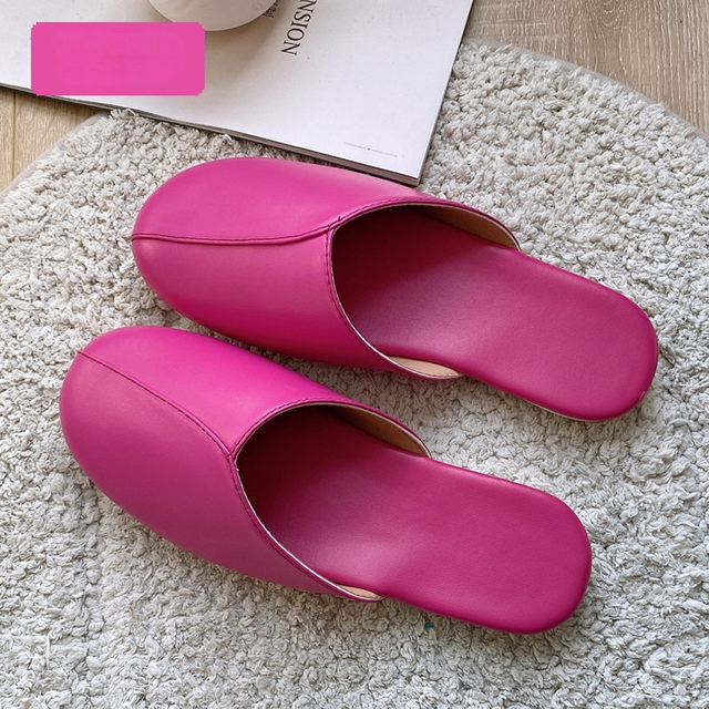 Women Leather Slippers Couples Spring Autumn Indoor Non-slip Couples Home Fashion Casual Non-slip Single Shoes Chaussure Femme