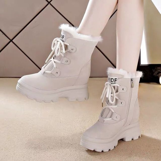 snow boots women 2021 winter high boots plush warm boots plus size easy wear girl shoes white zip female boots hot