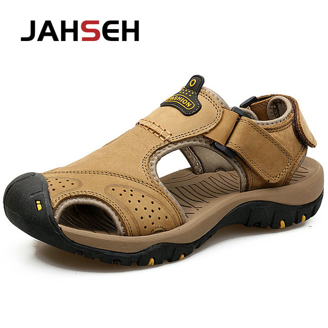 Genuine leather men's sandals summer new large size men's beach shoes men outdoor casual shoes fashion walking shoes slippers