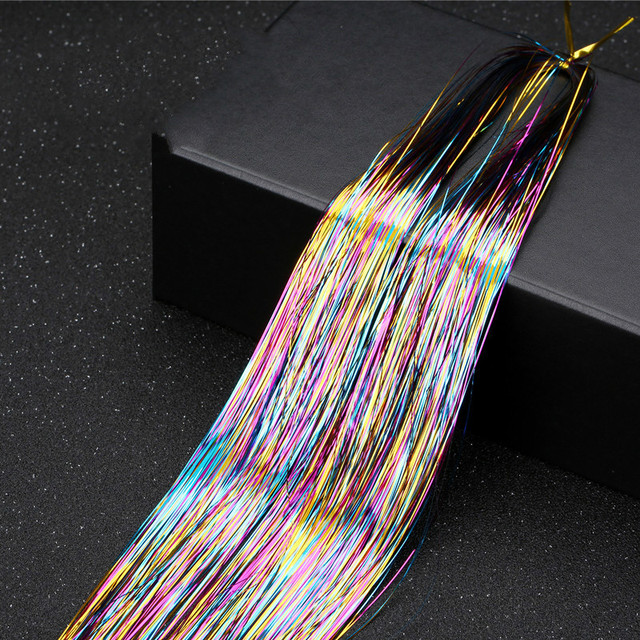 1pc Sparkle Shiny Hair Tinsel Hair Extensions Dazzle Women Hippie For Braiding Headdress Hair Braiding Tools Long 100cm