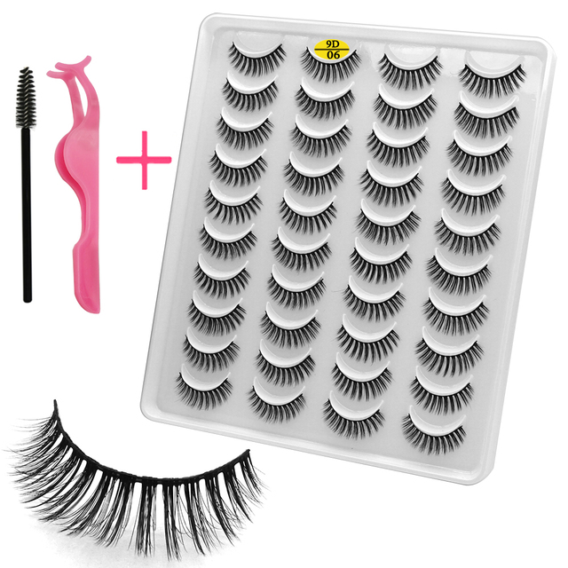 LE 20 Pairs Mink Eyelashes Fashion Handmade Cruelty-Free Soft Wispies 3D Fake Long Eye Lashes Extension False Eyelashes