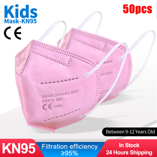 ffp2 kids mask anti-dust breathable 5 layers multicolor european specification reusable girls 9-12 years kn95 face mask