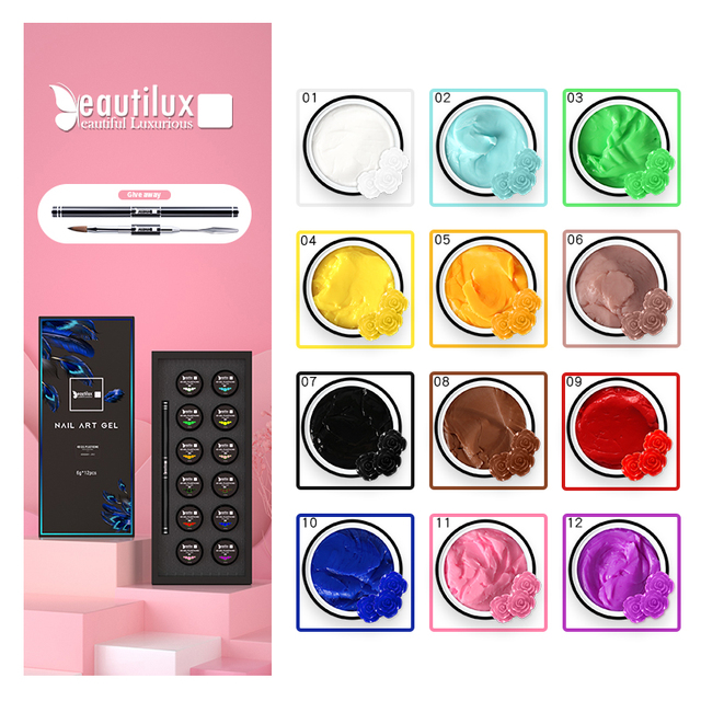 Nail Art Gel Kit Without Sticky Layer Nail Art Design Painting Carving Sculpting Spider Liner UV LED Maincure Set