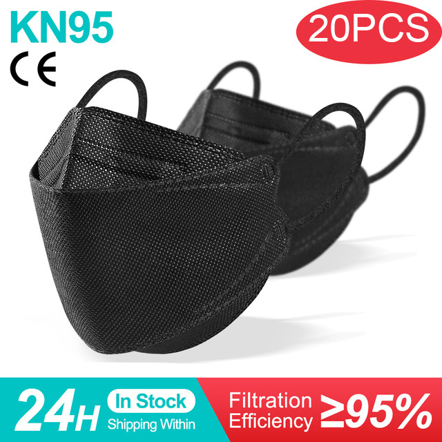 Kn95 Mask Lovely Disposable Girl Mask 4 Layer Dust Mask Filter Fish Shape FFP2 Children Mask Disposable Black Face Mask