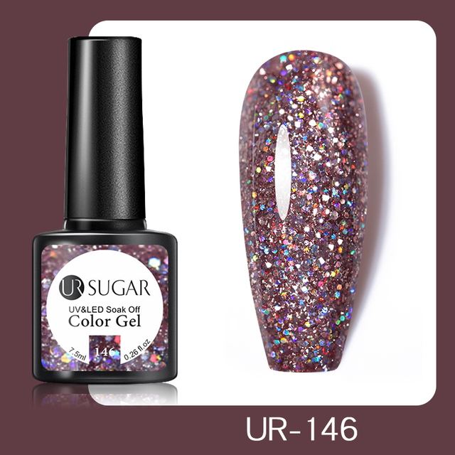 UR SUGAR 7.5ml Glitter UV Gel Polish Bling Sequins Rose Gold Silver Soak Off Manicure Nail UV Gel Polish Lacquer Base