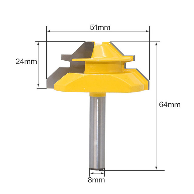 1/2 "1/4" 8 مللي متر عرقوب 45 درجة قفل ميتري راوتر بت 8*1-1/2 8*1-3/8 Tenon نهاية القاطع أدوات طحن لأعمال الخشب