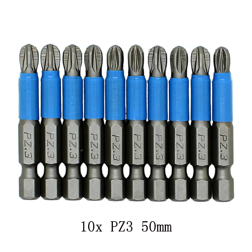 Magnetic Screwdriver Set 1/4" Hexagon Anti-Slip Leg Phillips Electric Power Tools Accessories 10pcs 50mm PH1 PH2 PH3 PZ1 PZ2 PZ3