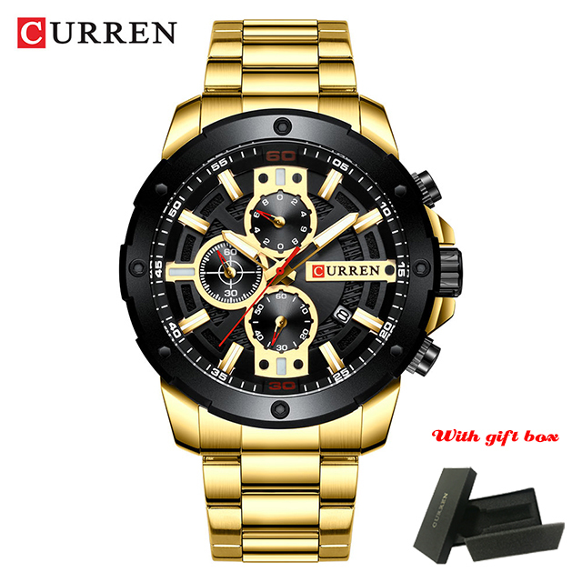 CURREN Luxury Military Waterproof Sport Stainless Steel Men's Watch Fashion Business Quartz Watch for Men relogio masculino