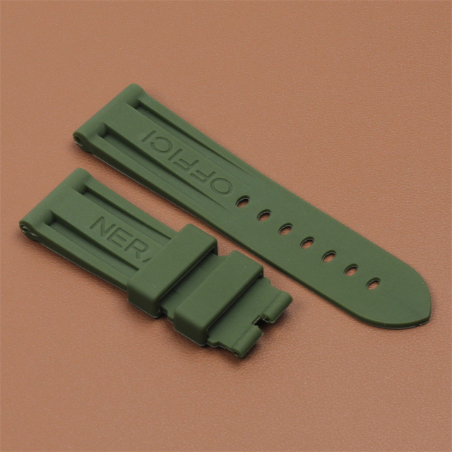 High Quality Black Blue Red Orange Army Green Watchband Silicone Rubber Strap for Panerai Pin Buckle 22mm 24mm 26mm