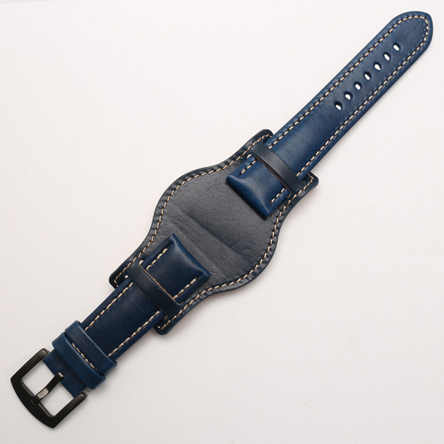 Genuine Leather Bracelet 18mm 20mm 21mm 22mm Watch Strap Man Watchband With Mat Wrist Band Handmade Leather Bracelet