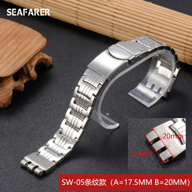 Watch Accessories Watch Strap For Swatch Watch Stainless Steel Bracelet Solid Convex And Prong Steel Belt 17mm 17.5mm 20mm 22mm