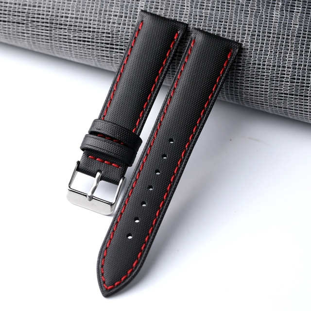 Fully handmade nylon fiber watchband 20 22mm black retro soft bracelet, men's leather strap