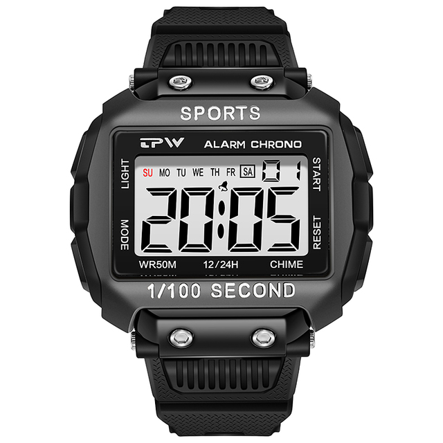 Super scratch resistant easy to read 50m outdoor sports waterproof digital watch