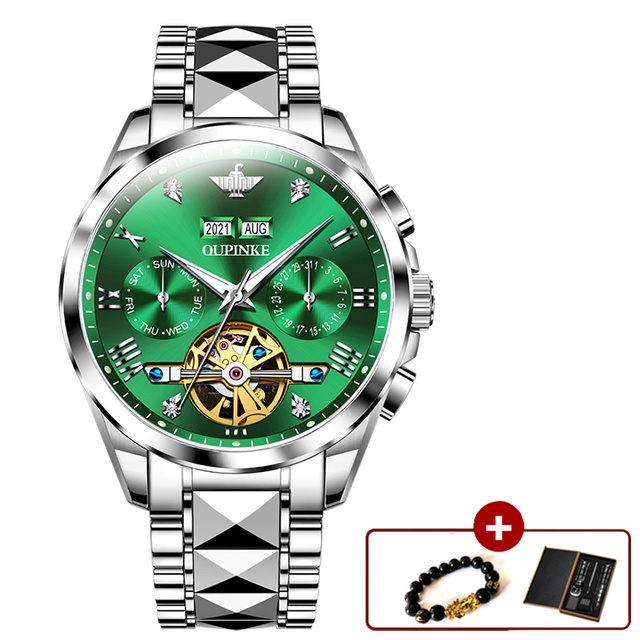 OUPINKE Automatic Men's Watches Mechanical Sapphire Glass Tourbillon Luxury Brand Wristwatch Waterproof relogio masculino 40