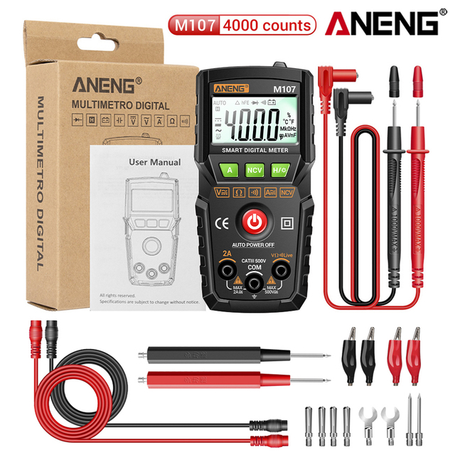 ANENG M107 Mini Digital Multimeter 4000 count Auto tester digital multimetre profesional testeur electrique multímetro test