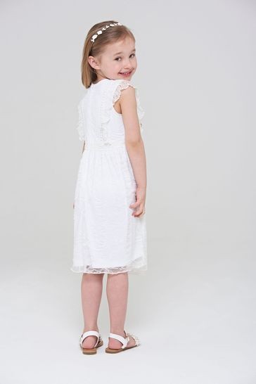 Amelia Rose Childrens White Lace Dress