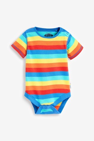 Frugi Blue Organic Cotton Rainbow Short Sleeve Bodysuits 4 Pack