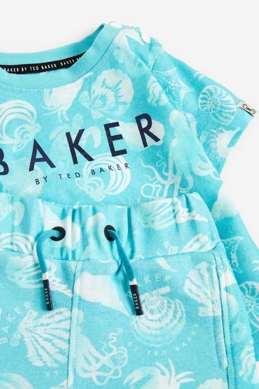 Baker by Ted Baker Blue Printed T-Shirt and Shorts Set