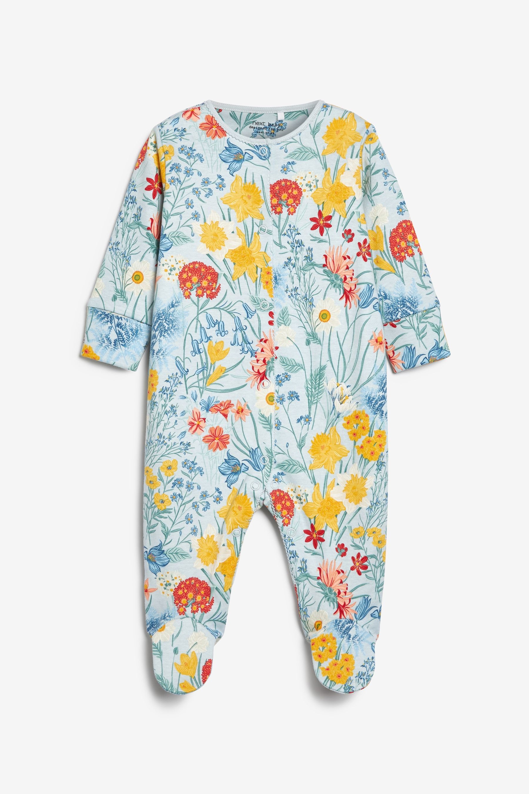 3 Pack Floral Baby Sleepsuits (0-2yrs)