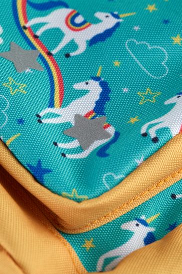 Frugi Aqua Blue Recycled Backpack with Reins Unicorn