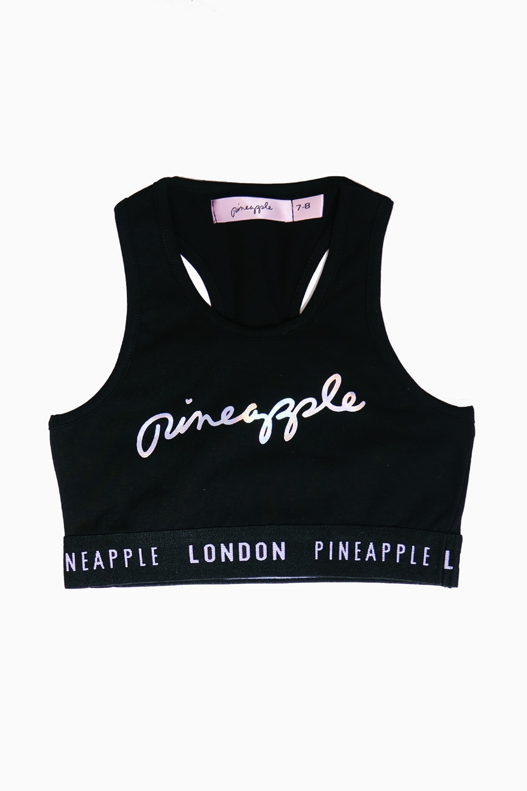 Pineapple Black Script Crop Top