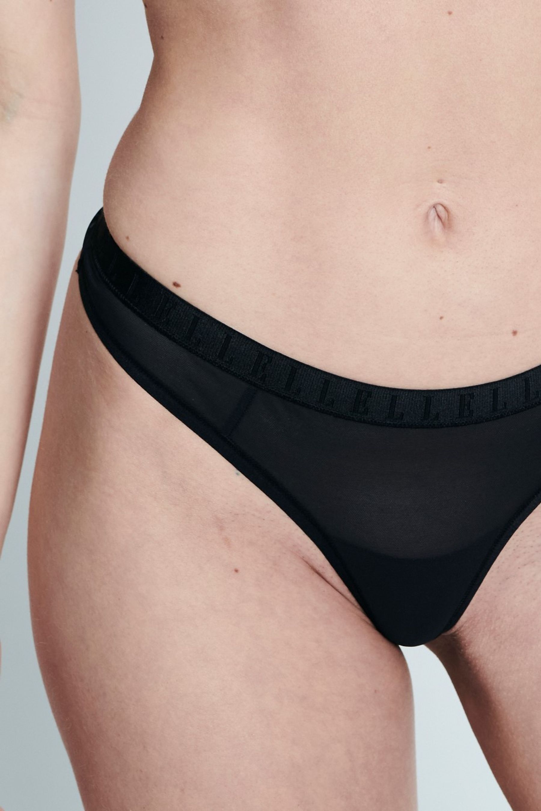 ELLE Black 24-7 Mesh Thongs