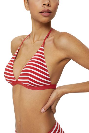 Esprit Red Recycled Striped Padded Halter Top