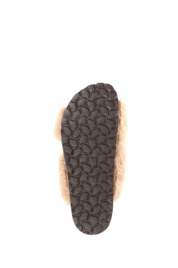 Jones Bootmaker Brown Totto Faux-Fur Slider Slippers