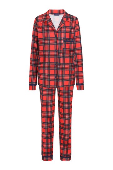 Hot Squash Red Tartan Jersey Womens Pyjama Set