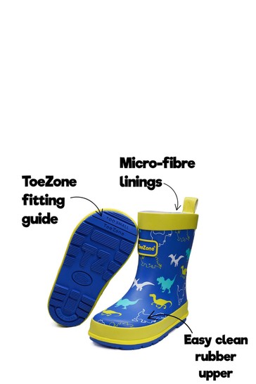 ToeZone Blue Dinosaur Wellies