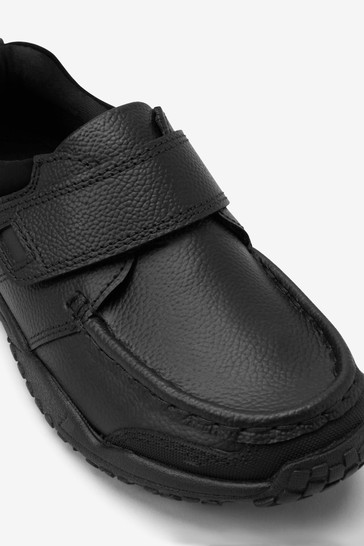 School Leather Single Strap Shoes Wide Fit (G)