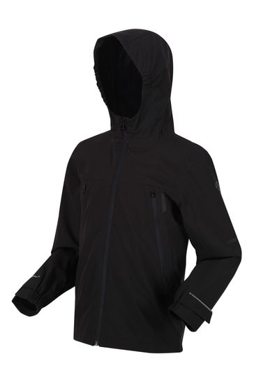 Regatta Junior Black Pulton Waterproof Jacket