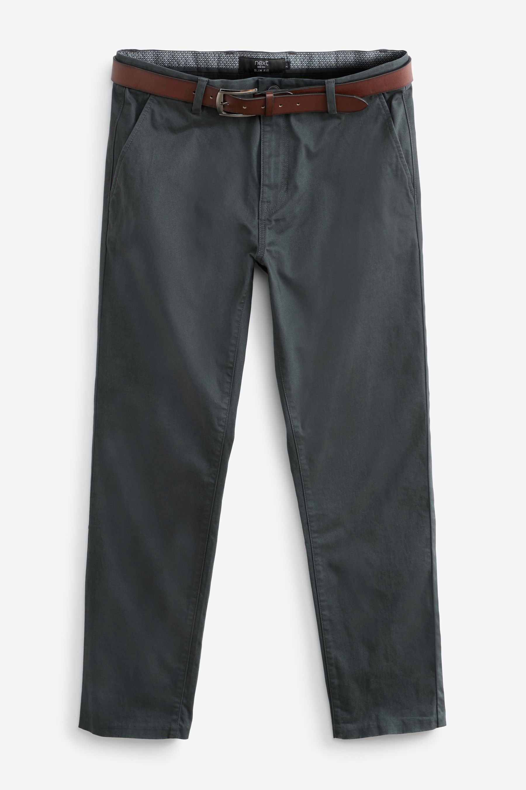 Belted Soft Touch Chino Trousers Slim Fit