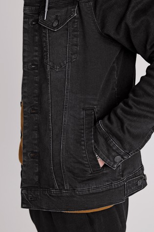 Denim Jacket With Removable Jersey Hood