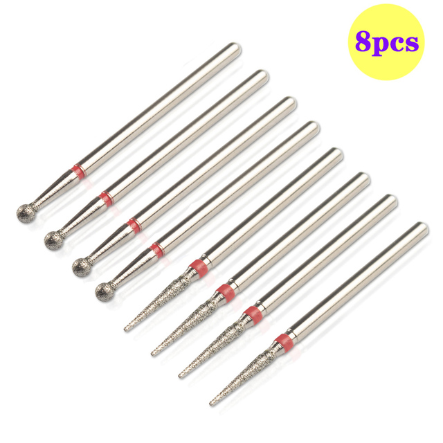 8pcs Diamond Milling Cutter for Manicure Set Nail Drill Bits Accessories Nozzles for Manicure Cutters Pedicure Sanding Nail File