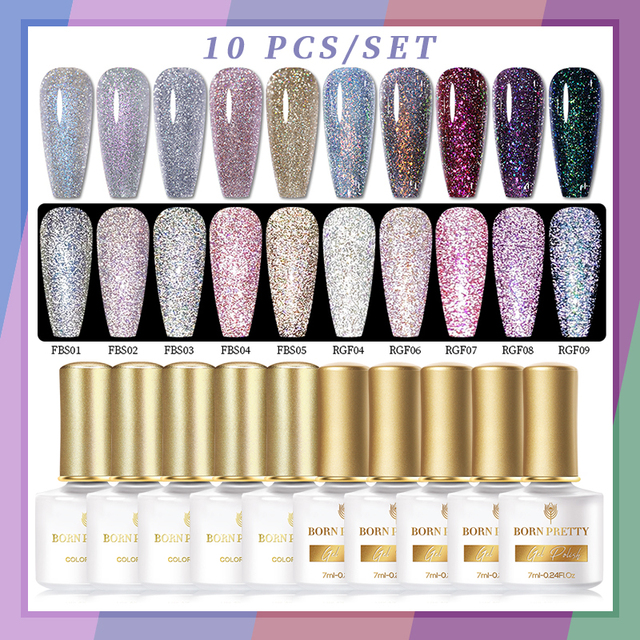 Born Pretty Nail Gel Polish Set Soak Off UV LED Gel 7ml Hybrid Semi Permanent Varnish Nail Art Gel Kit Top Coat Gel Manciuring