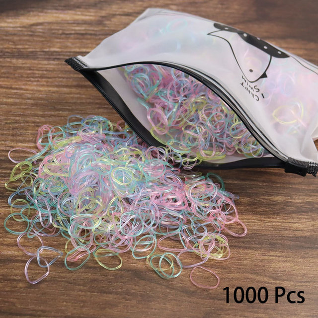 1000pcs Disposable Rubber Band Hairband For Kids Ponytail Hair Ties Colorful Elastic Hair Bands Baby Hair Accessories