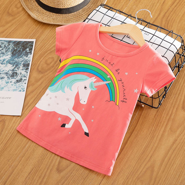 Kids Girl T-shirt Summer Baby Girls Cotton Tops Toddler T-shirt Children's Clothing Unicorn Clothes T-shirt Short Sleeve Clothes