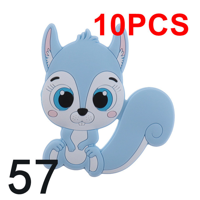 10pcs Silicone Squirrel Baby Teether Cartoon Rodent Necklace Bpa Free Nursing Small Animal Newborn Chew Teething Necklace Toys