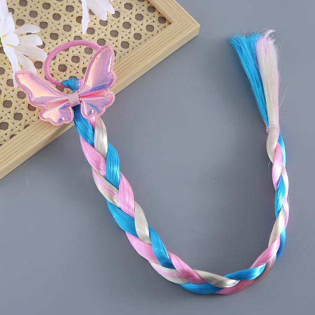 Princess Wig Ropes Cute Girls Princess Twist Hair Pieces Elastic Hair Bands Ponytail Headwear Elsa Unicorn Baby Hair Accessories