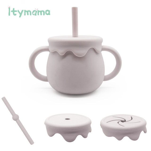 New Three In One Baby Feeding Cups With Straw 250ml Learning Cups Food Grade Silicone Snack Cup Kids With Silicone Sippy Cup