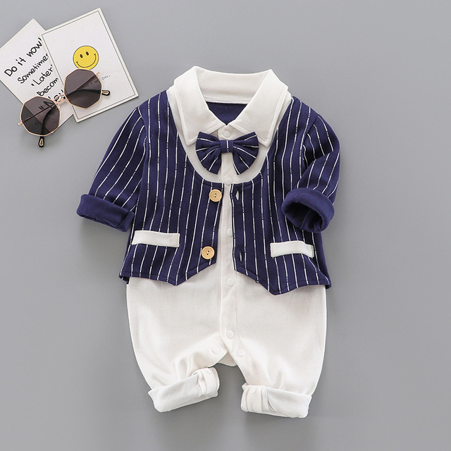 Baby check one-piece clothing children's clothing casual wear out boy baby autumn and winter cartoon clothing set