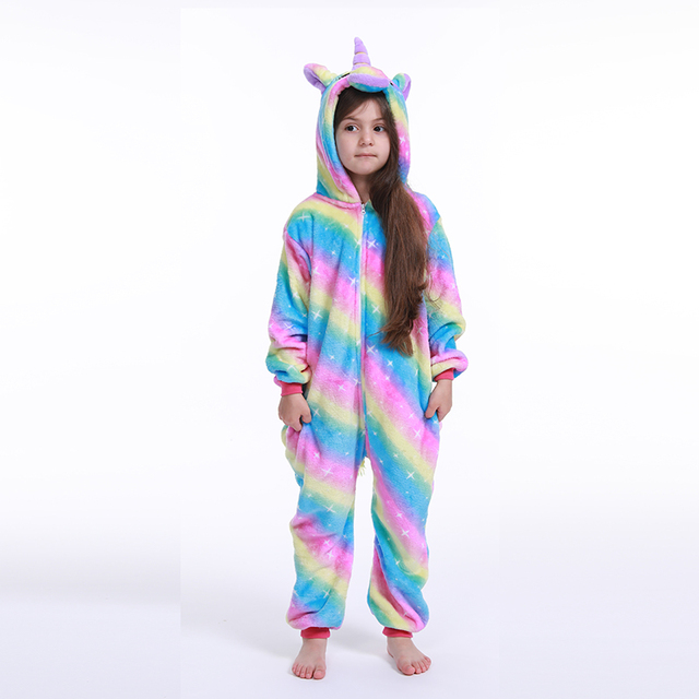 flannel unicorn for kids pajamas boys girls sleepwear children panda jumpsuit kids oneise for jumpsuit licorn