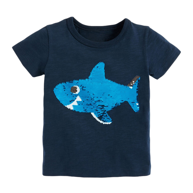 2022 Little Maven Summer Boys T-shirt Short Sleeve Clothes With Animal Shark For Kids Baby Breathable Cotton Tops