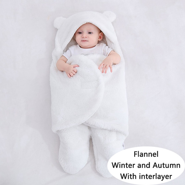 Soft Newborn Baby Wrap Blankets Baby Sleeping Bag Envelope for Newborns Sleeping Bag 100% Cotton Thicken Cocoon for 0-9 Months Baby