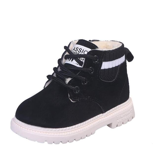 Autumn Winter Children's Shoes Martin Boots Boys Shoes Soft Leather Anti-slip Girls Shoes 21-30 Running Sneakers