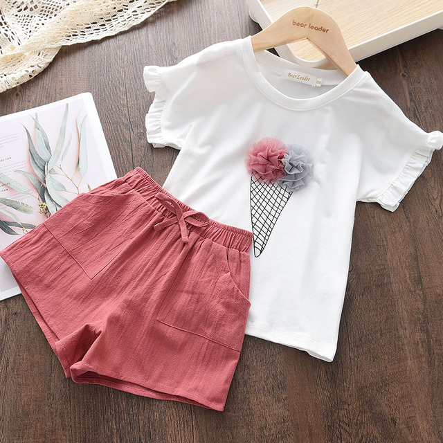 Kids Girls Clothing Sets Summer New Style Brand Baby Girls Clothes Short Sleeve T-shirt + Pant Dress 2pcs Children Clothing Suits