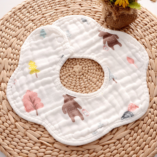 Baby Bibs 360 Degree Rotation 8 Layers Gauze Gauze Baby Kids Bandana Burp Cloth Soft Newborn Infant Saliva Towel Baby Stuff