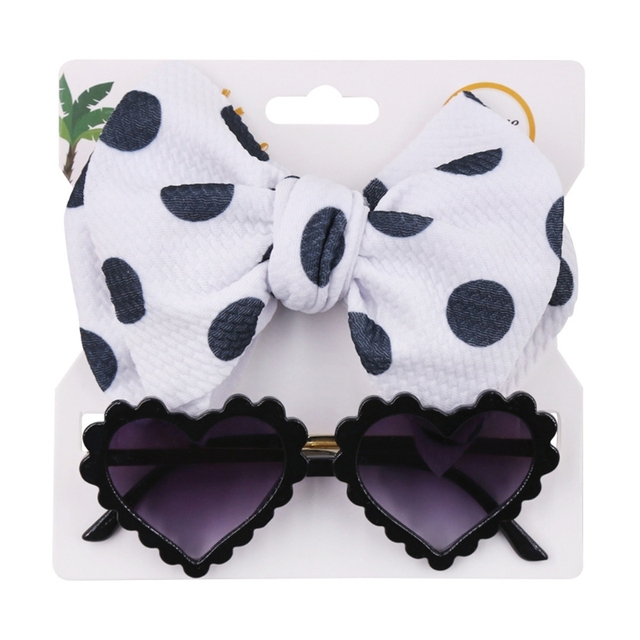 2pcs Newborn Photography Props Sunglasses Headband Set Baby Infant Photo Hair Band Glasses Sunglasses Kit